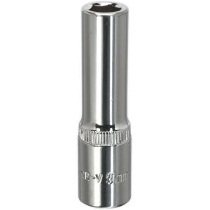 Loops 9mm Forged Steel DEEP Drive Socket - 3/8" Square Drive Polished Chrome Vanadium Loops 9mm Forged Steel DEEP Drive Socket - 3/8" Square Drive Polished Chrome Vanadium