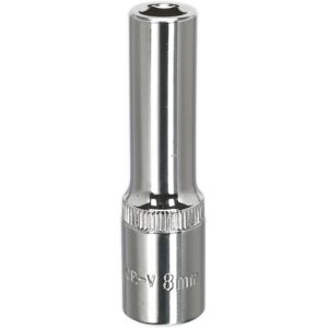 Loops 8mm Forged Steel DEEP Drive Socket - 3/8" Square Drive Polished Chrome Vanadium Loops 8mm Forged Steel DEEP Drive Socket - 3/8" Square Drive Polished Chrome Vanadium