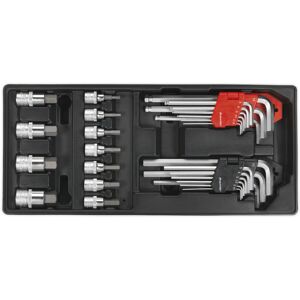 Loops 29 Piece PREMIUM Hex / Ball-End Hex Key & Socket Bit Set with Modular Tool Tray Loops 29 Piece PREMIUM Hex / Ball-End Hex Key & Socket Bit Set with Modular Tool Tray