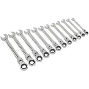 Loops 12pc Flexible Head Ratchet Combination Spanner Set - 12 Point Moving Metric Ring Loops 12pc Flexible Head Ratchet Combination Spanner Set - 12 Point Moving Metric Ring