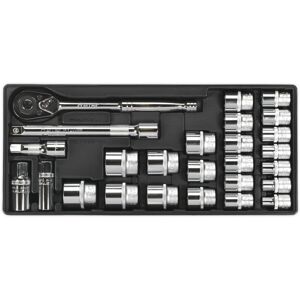 Loops 26 Pc PREMIUM 1/2" Square Drive Socket Set with Modular Tool Tray - Tool Storage Loops 26 Pc PREMIUM 1/2" Square Drive Socket Set with Modular Tool Tray - Tool Storage