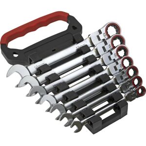 Loops 7pc FLEXIBLE HEAD Combination Ratchet Spanner Set 12 Point Metric Moving Socket Loops 7pc FLEXIBLE HEAD Combination Ratchet Spanner Set 12 Point Metric Moving Socket