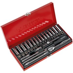 Loops 41 PACK Socket Set - 1/4" Met & Imp Square Drive - 6 Point Socket Ratchet Handle Loops 41 PACK Socket Set - 1/4" Met & Imp Square Drive - 6 Point Socket Ratchet Handle