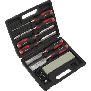 Loops 8 Piece Hammer-Thru Wood Chisel Set - Bevel Edged Blades - Storage Case Loops 8 Piece Hammer-Thru Wood Chisel Set - Bevel Edged Blades - Storage Case
