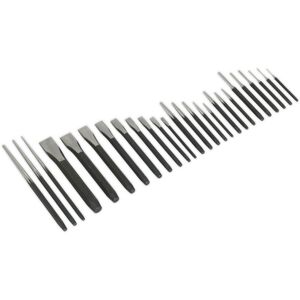 Loops - 26-Piece Steel Punch & Chisel Set - Hardened & Tempered - Tool Set Loops - 26-Piece Steel Punch & Chisel Set - Hardened & Tempered - Tool Set