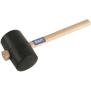 Loops 2.5lb Black Rubber Mallet - Wooden Shaft Handle - General Purpose Hammer Loops 2.5lb Black Rubber Mallet - Wooden Shaft Handle - General Purpose Hammer