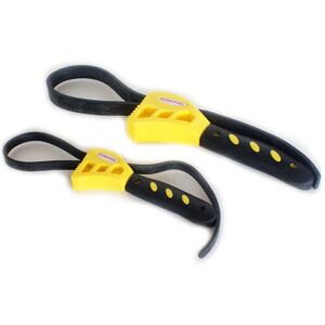 Loops 2 PIECE ADJUSTABLE STRAP WRENCH SET JAR LID BOTTLE OIL FILTER OPENER Loops 2 PIECE ADJUSTABLE STRAP WRENCH SET JAR LID BOTTLE OIL FILTER OPENER