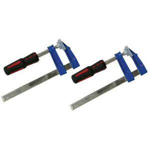 Loops 2 Pack 150mm x 50mm F Clamp Set Cast Iron Jaws Woodwork Metal Grip Tool Loops 2 Pack 150mm x 50mm F Clamp Set Cast Iron Jaws Woodwork Metal Grip Tool
