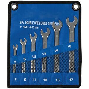 Loops 6 Pack Open Ended Spanner Set 6mm 17mm Sizes Chrome Vanadium Wrench Kit Loops 6 Pack Open Ended Spanner Set 6mm 17mm Sizes Chrome Vanadium Wrench Kit