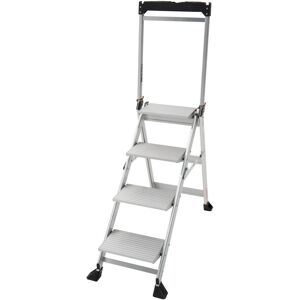 Loops 0.9m PREMIUM JUMBO Folding Step Ladders 4 Tread Anti Slip Aluminium Safety Steps Loops 0.9m PREMIUM JUMBO Folding Step Ladders 4 Tread Anti Slip Aluminium Safety Steps