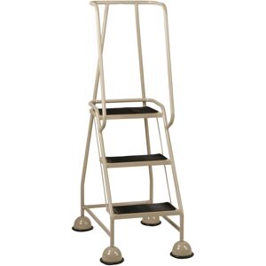 Loops 3 Tread Mobile Warehouse Steps BEIGE 1.43m Portable Safety Ladder & Wheels Loops 3 Tread Mobile Warehouse Steps BEIGE 1.43m Portable Safety Ladder & Wheels