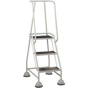 Loops 3 Tread Mobile Warehouse Steps GREY 1.43m Portable Safety Ladder & Wheels Loops 3 Tread Mobile Warehouse Steps GREY 1.43m Portable Safety Ladder & Wheels