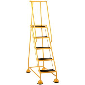 Loops 5 Tread Mobile Warehouse Steps YELLOW 1.94m Portable Safety Ladder & Wheels Loops 5 Tread Mobile Warehouse Steps YELLOW 1.94m Portable Safety Ladder & Wheels