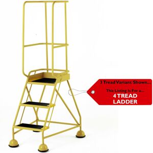 Loops 4 Tread Mobile Warehouse Steps & Guardrail YELLOW 2m Portable Safety Stairs Loops 4 Tread Mobile Warehouse Steps & Guardrail YELLOW 2m Portable Safety Stairs