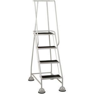 Loops 4 Tread Mobile Warehouse Steps GREY 1.68m Portable Safety Ladder & Wheels Loops 4 Tread Mobile Warehouse Steps GREY 1.68m Portable Safety Ladder & Wheels