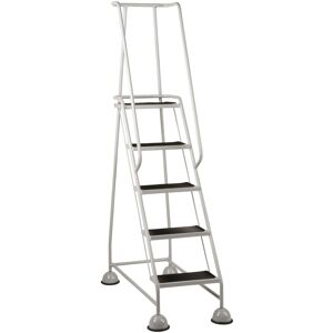 Loops 5 Tread Mobile Warehouse Steps GREY 1.94m Portable Safety Ladder & Wheels Loops 5 Tread Mobile Warehouse Steps GREY 1.94m Portable Safety Ladder & Wheels