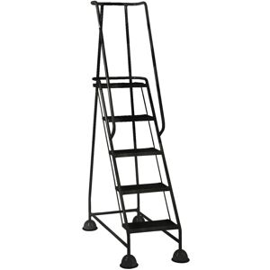 Loops 5 Tread Mobile Warehouse Steps BLACK 1.94m Portable Safety Ladder & Wheels Loops 5 Tread Mobile Warehouse Steps BLACK 1.94m Portable Safety Ladder & Wheels
