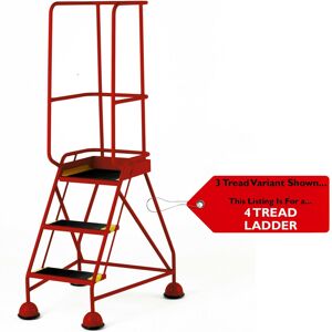 Loops 4 Tread Mobile Warehouse Steps & Guardrail RED 2m Portable Safety Stairs Loops 4 Tread Mobile Warehouse Steps & Guardrail RED 2m Portable Safety Stairs