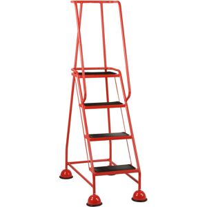 Loops 4 Tread Mobile Warehouse Steps -RED- 1.68m Portable Safety Ladder & Wheels Loops 4 Tread Mobile Warehouse Steps -RED- 1.68m Portable Safety Ladder & Wheels