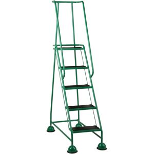 Loops 5 Tread Mobile Warehouse Steps GREEN 1.94m Portable Safety Ladder & Wheels Loops 5 Tread Mobile Warehouse Steps GREEN 1.94m Portable Safety Ladder & Wheels