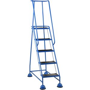 Loops 5 Tread Mobile Warehouse Steps BLUE 1.94m Portable Safety Ladder & Wheels Loops 5 Tread Mobile Warehouse Steps BLUE 1.94m Portable Safety Ladder & Wheels