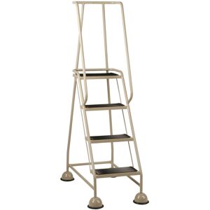 Loops 4 Tread Mobile Warehouse Steps BEIGE 1.68m Portable Safety Ladder & Wheels Loops 4 Tread Mobile Warehouse Steps BEIGE 1.68m Portable Safety Ladder & Wheels