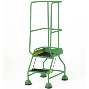 Loops 2 Tread Mobile Warehouse Steps & Guardrail GREEN 1.5m Portable Safety Stairs Loops 2 Tread Mobile Warehouse Steps & Guardrail GREEN 1.5m Portable Safety Stairs