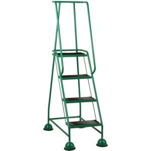 Loops 4 Tread Mobile Warehouse Steps GREEN 1.68m Portable Safety Ladder & Wheels Loops 4 Tread Mobile Warehouse Steps GREEN 1.68m Portable Safety Ladder & Wheels