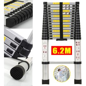 Unbranded 6.2m Telescopic Ladder Extendable Multi-Purpose Aluminum Steps Unbranded 6.2m Telescopic Ladder Extendable Multi-Purpose Aluminum Steps