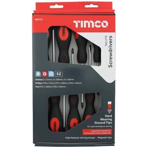 TIMCO Screwdriver Set - Assorted Sizes - 8 Screwdrivers - Ergonomic Handles for TIMCO Screwdriver Set - Assorted Sizes - 8 Screwdrivers - Ergonomic Handles for