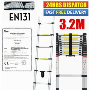 Unbranded 3.2M Telescopic Ladder Extendable Multi Purpose Loft Steps Ladder CE Unbranded 3.2M Telescopic Ladder Extendable Multi Purpose Loft Steps Ladder CE