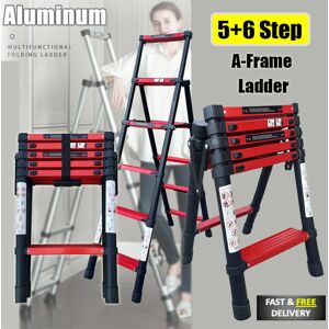 Unbranded A-frame Folding Step Telescopic Ladder 5+6 Steps Climb Aluminium Unbranded A-frame Folding Step Telescopic Ladder 5+6 Steps Climb Aluminium