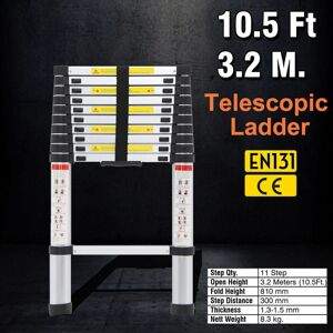 Unbranded 3.2M Telescopic Ladder Heavy Duty Multi-Purpose Aluminium Extendable Unbranded 3.2M Telescopic Ladder Heavy Duty Multi-Purpose Aluminium Extendable