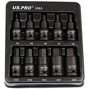 US PRO Tools 10pc Impact Hex Bit Socket Set 1/2" Drive 4mm to 19mm 3593 US PRO Tools 10pc Impact Hex Bit Socket Set 1/2" Drive 4mm to 19mm 3593