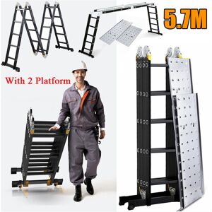 Unbranded 5.7M Multi-Purpose Aluminium Folding Combination Ladder with Platform Unbranded 5.7M Multi-Purpose Aluminium Folding Combination Ladder with Platform