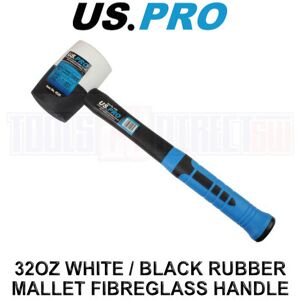 US PRO Tools 32oz White Black Rubber Mallet With Fibreglass Handle 4520 US PRO Tools 32oz White Black Rubber Mallet With Fibreglass Handle 4520