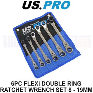 US PRO Tools 6pc Metric Flexi Double Ring Gear Ratchet Spanner Wrench Set 8-19mm US PRO Tools 6pc Metric Flexi Double Ring Gear Ratchet Spanner Wrench Set 8-19mm