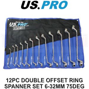 US PRO Tools 12 Piece Double Offset Ring Spanner Set 6 - 32mm 75DEG 3526 US PRO Tools 12 Piece Double Offset Ring Spanner Set 6 - 32mm 75DEG 3526