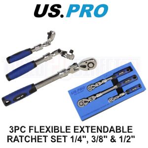 US PRO Tools 3pc Flexible Extendable Ratchet Set 1/4", 3/8" & 1/2" Drives 4206 US PRO Tools 3pc Flexible Extendable Ratchet Set 1/4", 3/8" & 1/2" Drives 4206