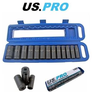 US PRO 13pc 1/2 dr Deep Impact Sockets SAE AF Imperial 12 point Bi-Hex 1485 US PRO 13pc 1/2 dr Deep Impact Sockets SAE AF Imperial 12 point Bi-Hex 1485