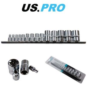 US PRO Tools 14pc 1/4" 3/8'' 1/2'' Dr E-Torx Socket Set On Rail 3390 US PRO Tools 14pc 1/4" 3/8'' 1/2'' Dr E-Torx Socket Set On Rail 3390