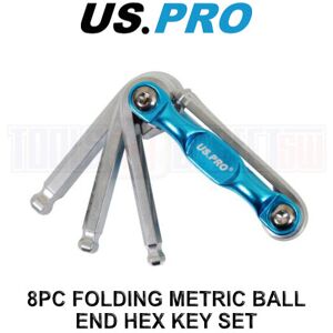 US PRO Tools 8 Piece Folding Metric Ball End Hex Key Set 1625 US PRO Tools 8 Piece Folding Metric Ball End Hex Key Set 1625