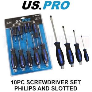 US PRO Tools 10 Piece Screwdriver Set Phillips & Slotted 4598 US PRO Tools 10 Piece Screwdriver Set Phillips & Slotted 4598