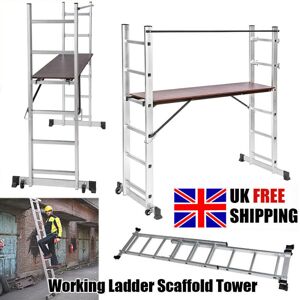 Unbranded Multi-Purpose 3 IN 1 Working Scaffold Tower Aluminium Ladder Platform Unbranded Multi-Purpose 3 IN 1 Working Scaffold Tower Aluminium Ladder Platform