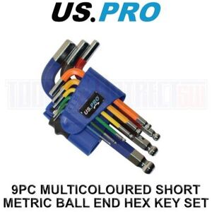 US PRO Tools 9PC Multicoloured Short Metric Ball End Allen Hex Key Set 1.5 - 10m US PRO Tools 9PC Multicoloured Short Metric Ball End Allen Hex Key Set 1.5 - 10m