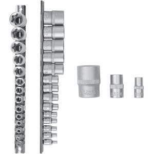 Rolson E Socket Set: 14 sizes with 3 different drive shaft widths 38640 Rolson E Socket Set: 14 sizes with 3 different drive shaft widths 38640