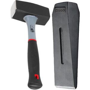 SPARES2GO Log Splitter Lump Hammer 2KG Club Mallet + 6lb 10" Chisel Wedge Wood Splitting M SPARES2GO Log Splitter Lump Hammer 2KG Club Mallet + 6lb 10" Chisel Wedge Wood Splitting M