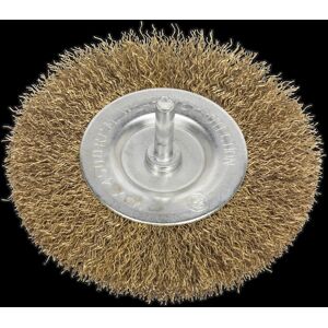 Sealey Crimped Flat Wire Brush Ø100mm Ø6mm Shaft Sealey Crimped Flat Wire Brush Ø100mm Ø6mm Shaft