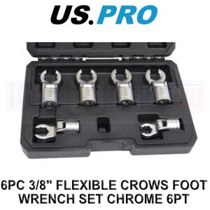 US PRO Tools 6pc 3/8" Dr Flexible Crows Foot Wrench Set Chrome 6pt 12-19mm 7517 US PRO Tools 6pc 3/8" Dr Flexible Crows Foot Wrench Set Chrome 6pt 12-19mm 7517