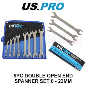 US PRO Tools 8pc Double Open End Spanner Wrench Set Spanners 6 - 22mm 3927 US PRO Tools 8pc Double Open End Spanner Wrench Set Spanners 6 - 22mm 3927